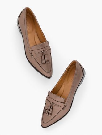 Talbots Reece Metallic Pointed Toe Leather Loafers - Bronze - 8 1/2 M Talbots
