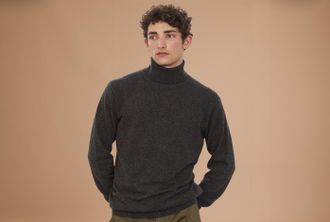 Bexley Jersey de lana con cuello alto para hombre Gris Antracita moteado - EMERIC