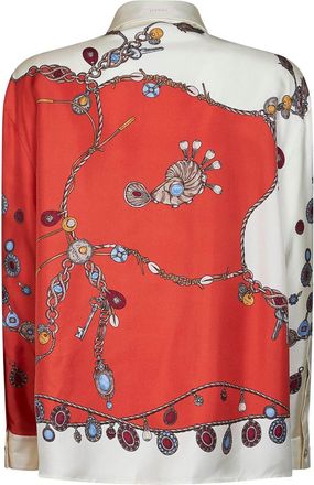 Versace Womens Shirt - Printed Silk Twill, Orange Multicolour