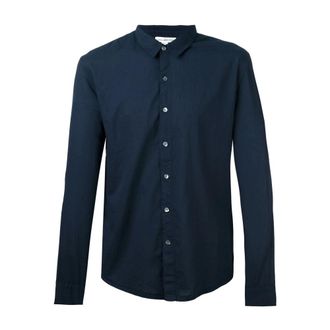 James Perse Standard Shirt - Heren - Overhemden - Blauw - Maat: S Katoen