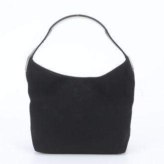 Gucci Black Leather Canvas Handbag Shoulder Bag Tote Bag (Pre-Owned)
