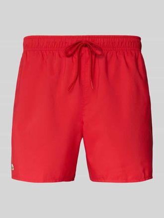 Lacoste Badeshorts mit Logo-Stitching in Rot, Gr&ouml;&szlig;e XXL