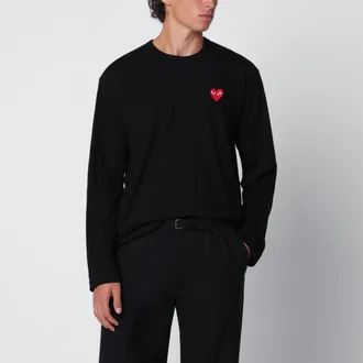 Comme Des Gar&ccedil;ons Black cotton long-sleeve top
