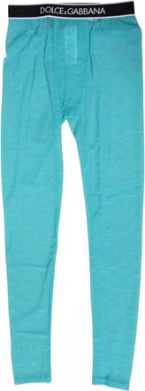 Dolce & Gabbana Womens Nylon Logo Lace Leggings Blue Elastane