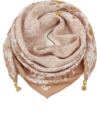 Generic Magnetic Triangle Scarf: Cotton-Linen Blend For Women(Light brown)