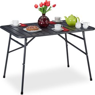 Relaxdays Mesa Jard&iacute;n Rectangular Y Plegable, Para Terraza, 74,5 X 110 X 70,5 Cm, Resistente A La Intemperie, Antracita - Relaxdays