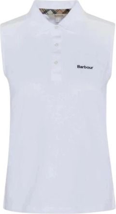 Barbour Bowford Mouwloze Poloshirt - Dames - Tops zonder mouwen - Wit - L - Katoen - Tops
