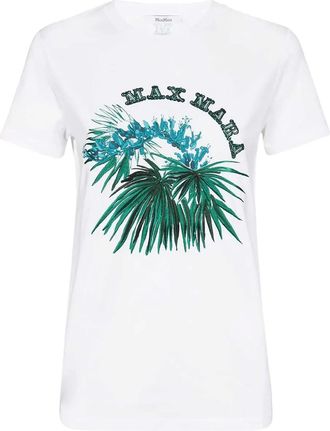 Max Mara T-shirt in cotone con ricamo a fiori - Bianco