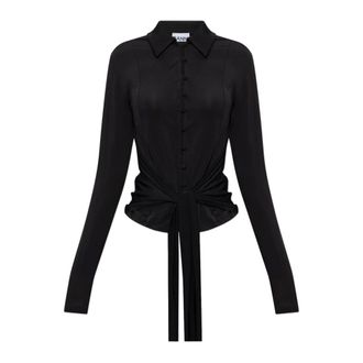 Ganni Cardigans, female, Black, Size: XS Cardigan with decorative tie