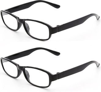 Generic Reading Glasses +2.50 Classic Everyday Use Readers 2 Pairs Eyeglasses Eyewear Office Mens Womens Black and Tortoise Spectacles (Black)