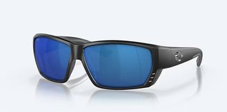 Costa Unisex Tuna Alley Polarized Sunglasses In Matte Black Frame Blue Mirror