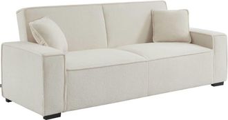 Sweeek Sof&aacute; cama de 3 plazas en tejido borreguito, crema