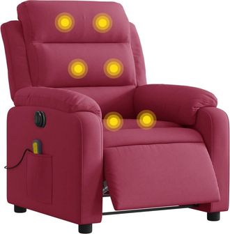 vidaXL Sill&oacute;n Reclinable De Masaje El&eacute;ctrico Terciopelo Rojo Tinto Vidaxl