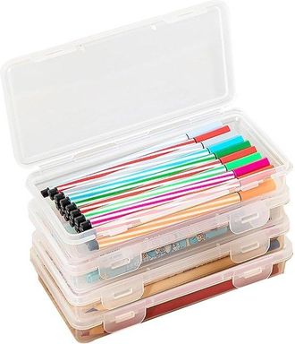OEM Estuche Para Bol&iacute;grafos - Organizador De Material De Oficina - 4 Piezas - Transparente - Libre De Bpa