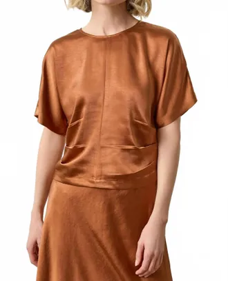 Lilla P Satin Dolman Top In Copper