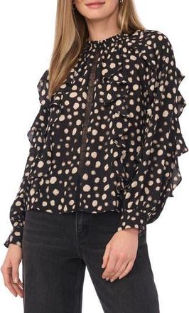 Halogen Ruffle Woven Top in Rich Black at Nordstrom Rack, Size X-Small