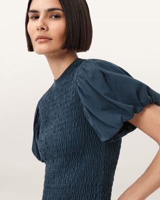 AllSaints Dael Smocked Slim Top