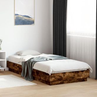 Berkfield Home Bed Frame without Mattress Smoked Oak 100x200 cm Engineered Wood in Brown