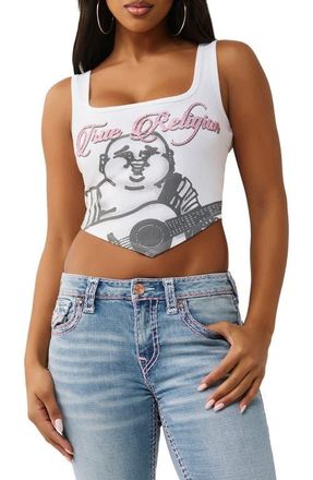 True Religion Crystal Logo Scoopneck Tank in Optic White at Nordstrom, Size Xx-Large