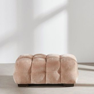 Maisons du monde Puf nube de terciopelo beige latte efecto desgastado