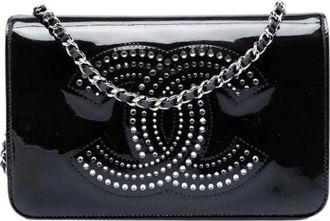 Chanel Pre-owned Wallet on Chain - Dames - Vintage Schoudertas - Zwart - ONE Size - Leer - Vintage