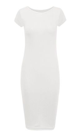 The Celebrity Fashion Womens Ladies Short Sleeve Midi Dress Bodycon Plus Size Cap Midi Dress White