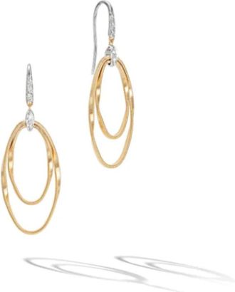 Marco Bicego Marrakech Onde Collection 18K Yellow Gold And Diamond Double Concentric Hook Earring