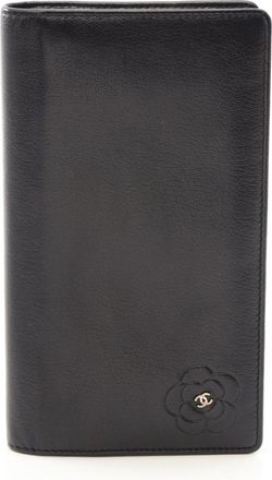 Chanel Black Leather Long Wallet (Bi-Fold) (Pre-Owned)