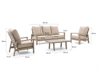 Tierra Outdoor Musone stoel-bank loungeset 4-delig 5-zits verstelbaar