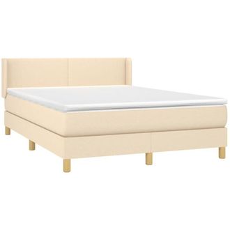 vidaXL Cama Box Spring Con Colch&oacute;n Tela Color Crema 140x200 Cm Vidaxl