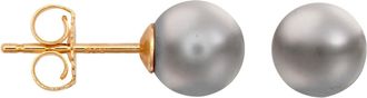 Jewelco London 9ct Gold Grey Akoya Cultured Pearl Full Moon Stud Earrings 7mm - JES361
