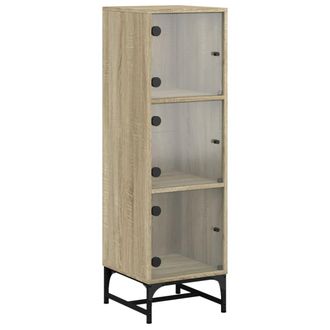 vidaXL Vidaxl - Aparador Con Puertas De Vidrio Roble Sonoma 35x37x120 Cm