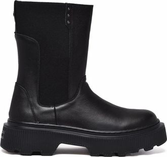 Janet & Janet Black Rubber-Blend Platform Ankle Boots