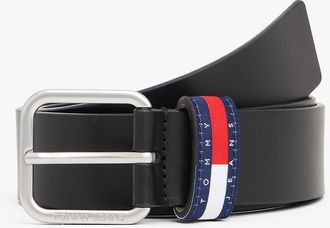 Tommy Hilfiger Mens Tommy Jeans Badge Logo Leather Belt - Black - 42