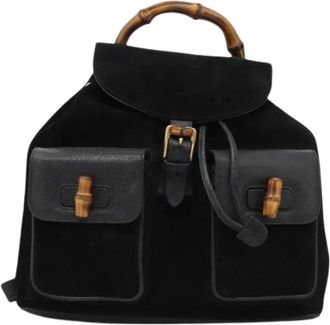 Gucci Pre-owned Backpacks, female, Black, Size: ONE SIZE Pre-owned Vintage bamboo backpack