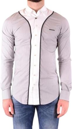 Dsquared2 Lavender Gestreept Overhemd - Heren - Casual Overhemden - Grijs - XS - Katoen - Overhemden