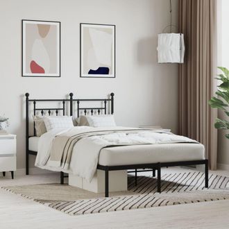 Berkfield Home Metal Bed Frame with Headboard Black 120x190 cm Small Double