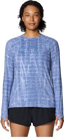Mountain Hardwear Crater Laketm Long Sleeve Womens Clothing Best Coast Blue Prismatic Print : SM, Polyester/Elastane