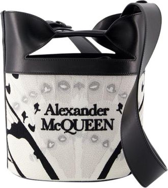 Alexander McQueen Alexander Mcqueen White Calfskin Leather The Bucket Bow Crossbody, Never Carried (Authentic Pre-Loved)