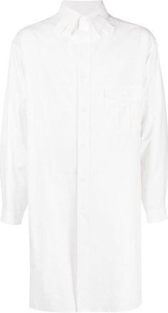 Yohji Yamamoto tab-collar long shirt - men - Cotton - 3 - White