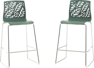 Siediti Fuori e Dentro Pareja de taburetes de cocina de resina con fibra de vidrio salvia