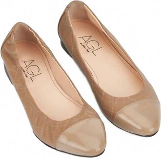 AGL Womens Naomi Quilted Cap Toe Ballet Flat In Marble