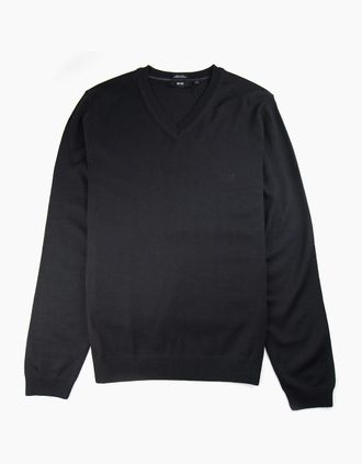 HUGO BOSS Mens Hugo Boss Bargritte-B V Neck Knitted Jumper Black - Size: 38