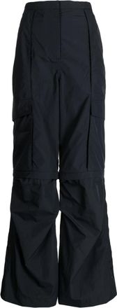 GOEN.J detachable-panel wide-leg cargo pants - women - Nylon/Cotton - S - Blue
