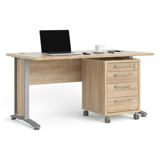 Dmora Escritorio Orphee, Escritorio Multiusos, Mesa De Oficina Para Pc, El Plan De Trabajo, 150x80 H75 Cm, Gris Y Roble - Dmora