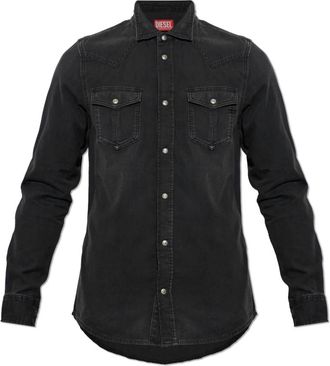 Diesel Overhemden, Heren, Zwart, L, Denim, D-Vega Denim Shirt