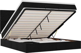 vidaXL Vidaxl - Estructura De Cama Otomana Con Colch&oacute;n Tela Negra 160x200 Cm