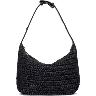 Walter Baker Beck Convertible Raffia Shoulder Bag in Black at Nordstrom Rack