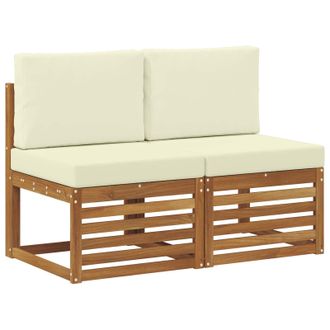 vidaXL 2 Pieza Sof&aacute; Intermedio De Exterior Madera De Acacia S&oacute;lida Vidaxl
