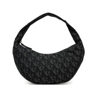 Calvin Klein Shoulder Bags, female, Black, Size: ONE SIZE Allover Monogram Crescent Shoulder Bag